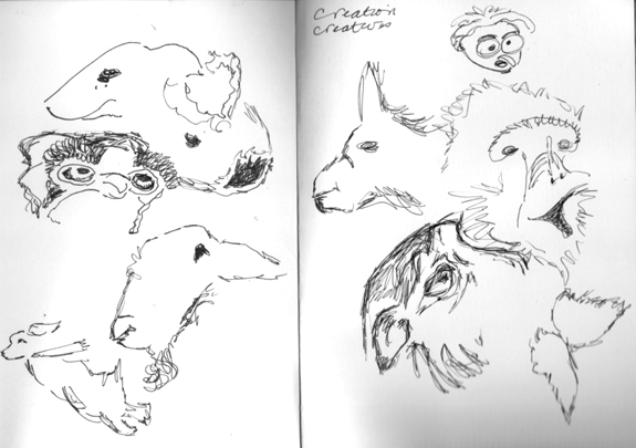 The sketches on the left were seen after Creation was turned 90 degrees clockwise. The sketches on the right were all seen in the format shown above.