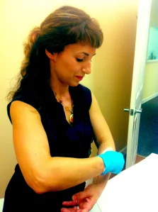Me demonstrating to some clients how easy sugaring is!