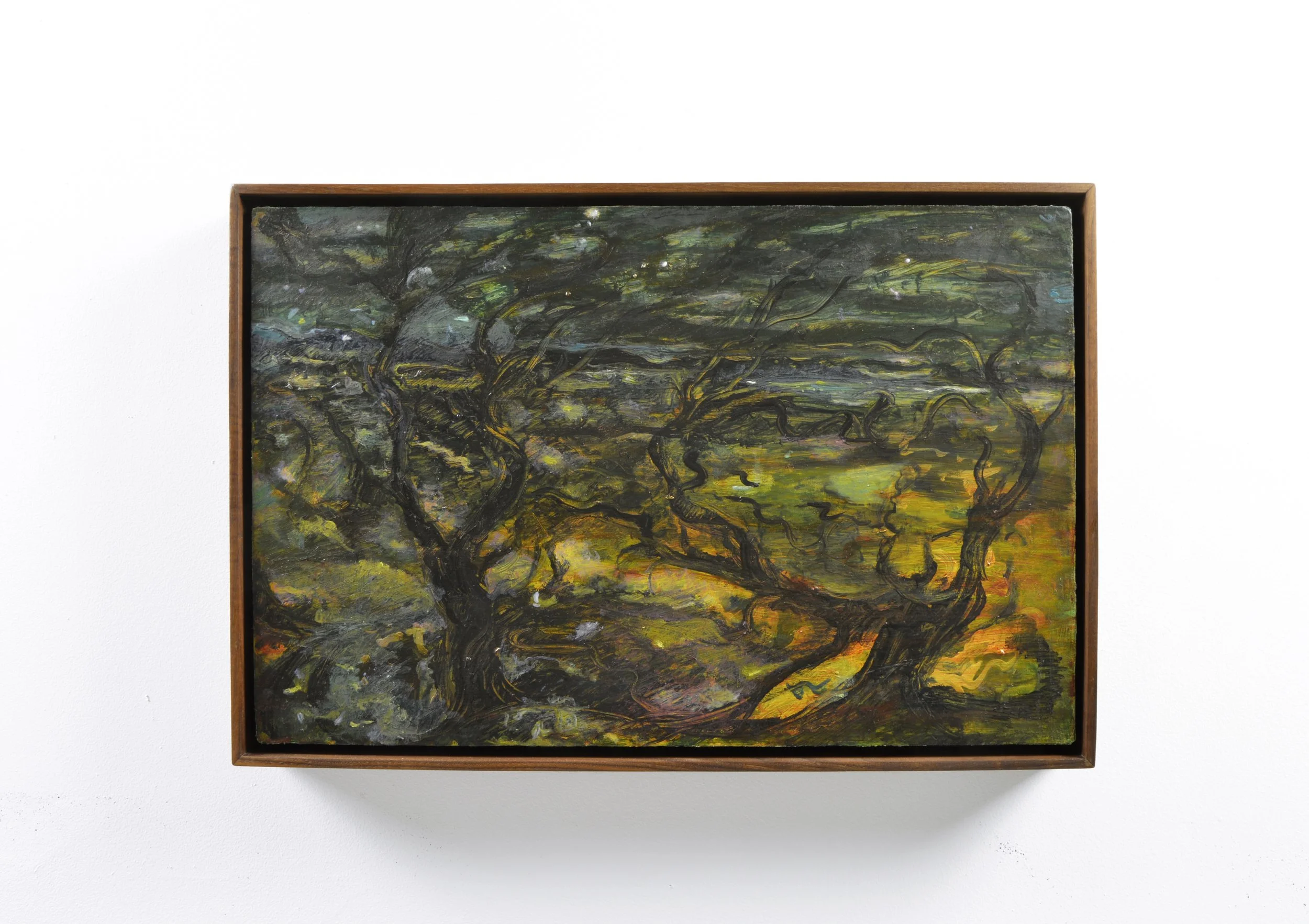   Shapeshifter   Oil on canvas panel in walnut artist frame, 20 x 13 inches, 2025 