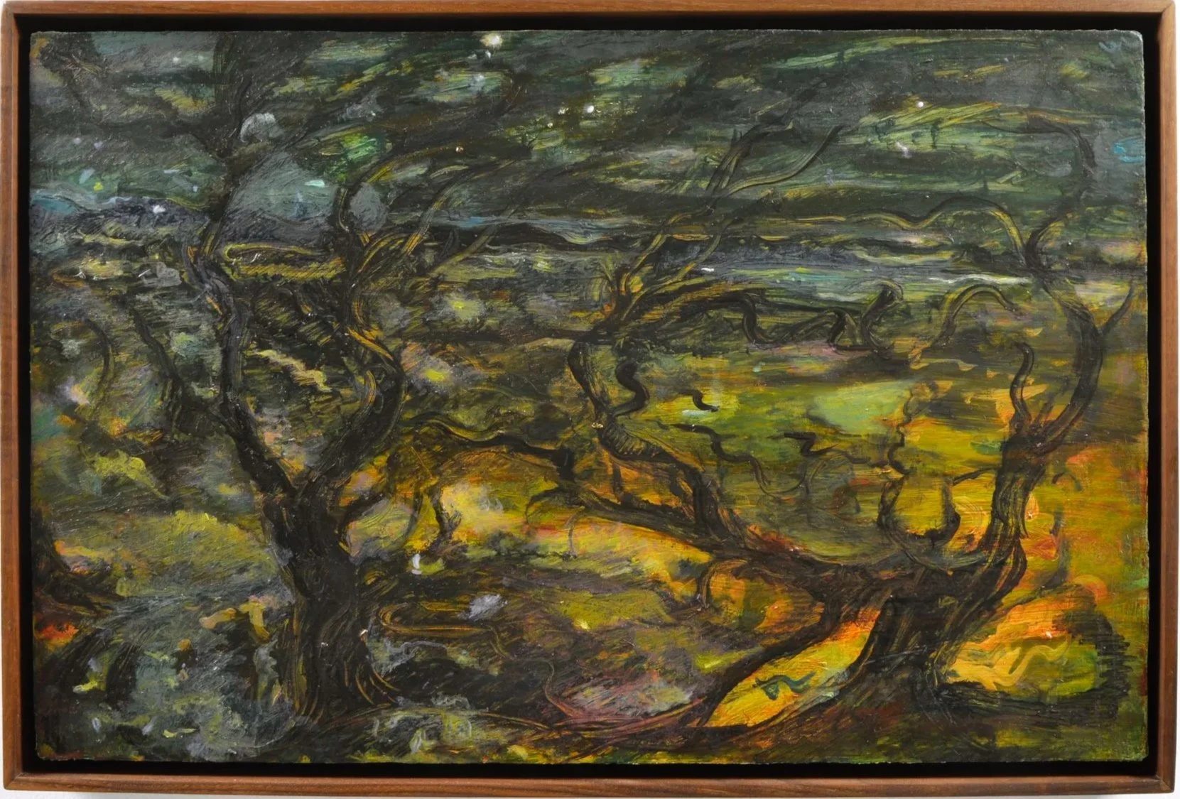   Shape Shifter   oil on canvas panel in artist walnut frame, 20 x 13 inches, 2025 