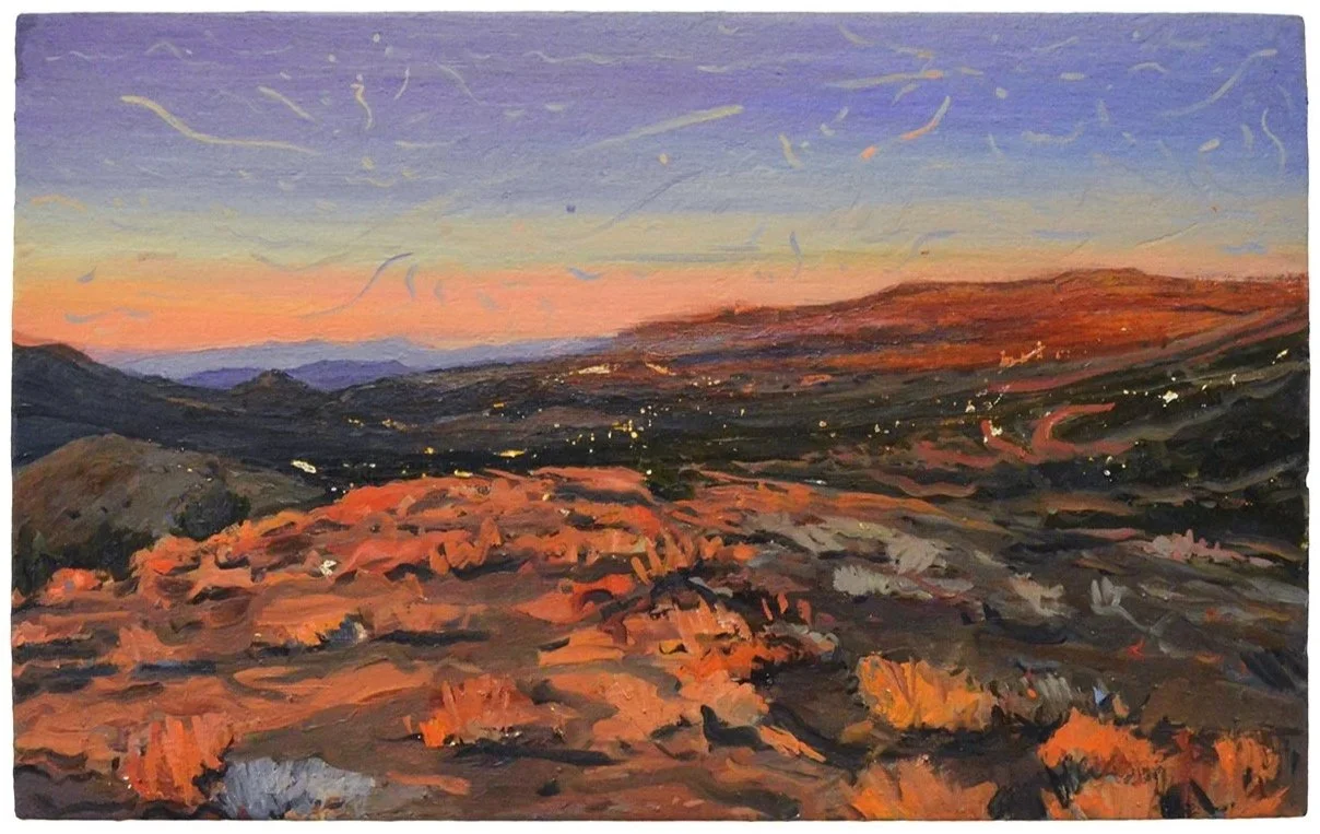   Conglomerate Mesa, Sunrise III , Oil on linen panel, 17 x 27.5 inches, 2022 