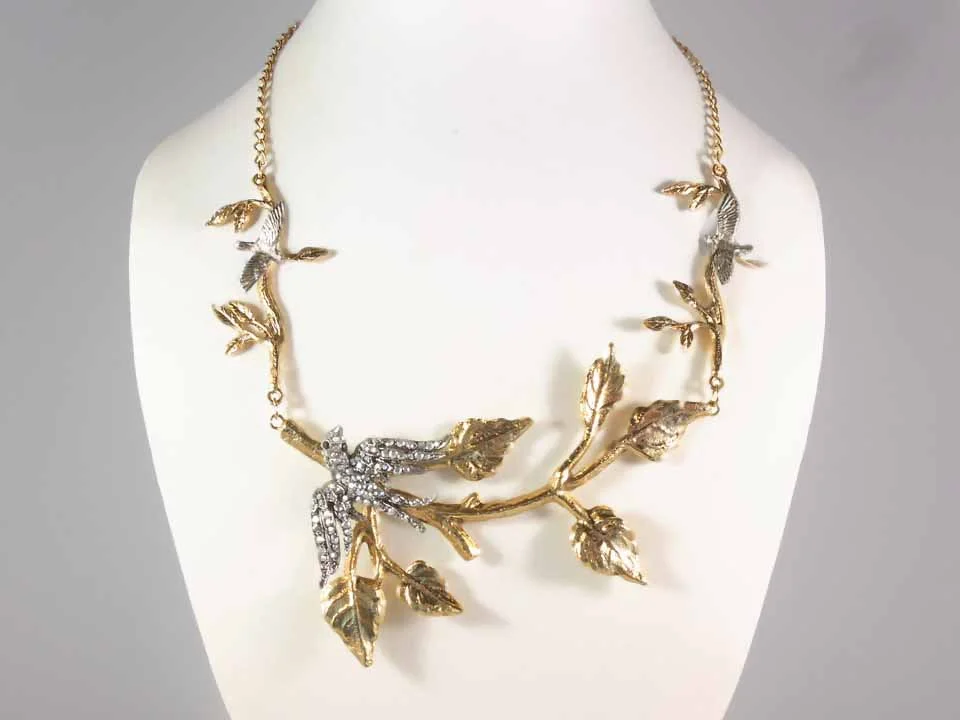 Deluxe Bird and Vine Necklace