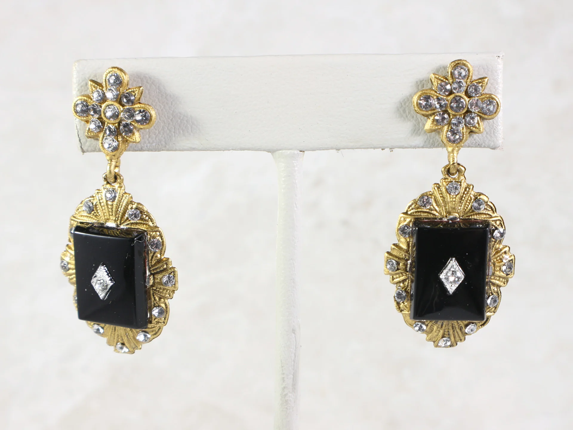 Crystal Jet Victorian Earrings