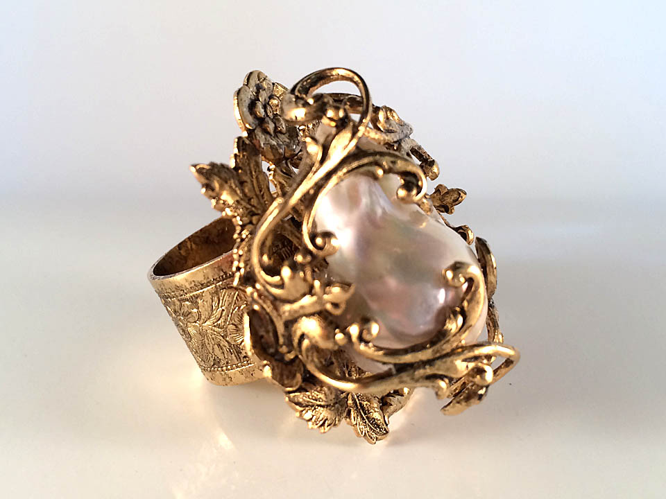Caged Pearl Pearl Ring, R106 