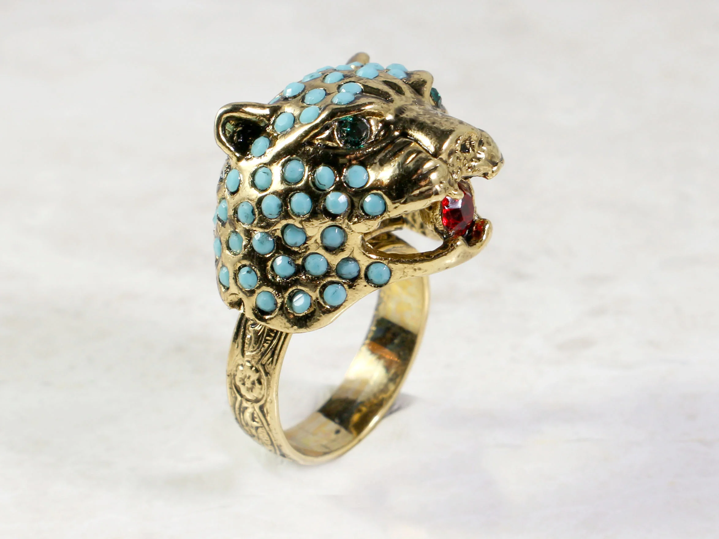 Turquoise Leopard Ring