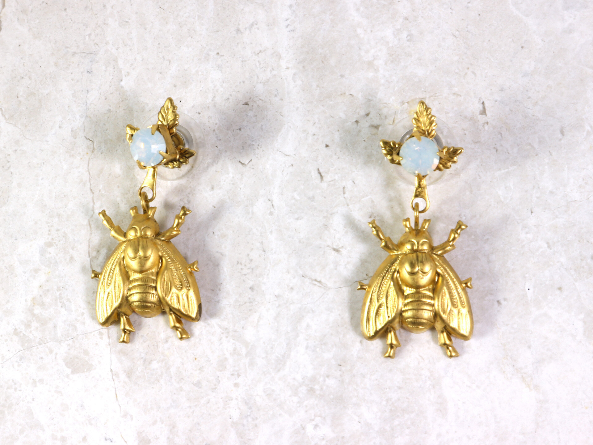 White Opal Fly Earrings