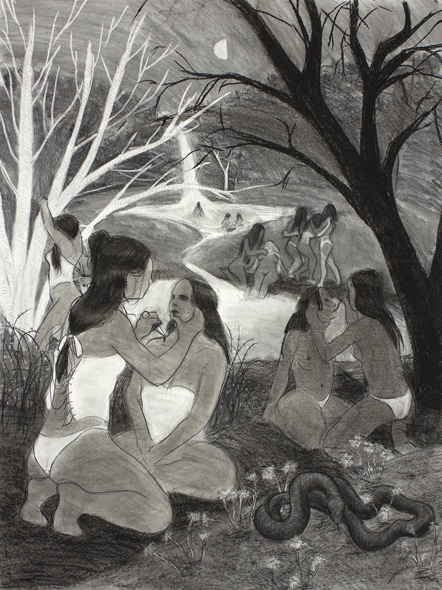   Cutting, Clearing (Last Quarter),  36 x 27", charcoal on paper, 2022 