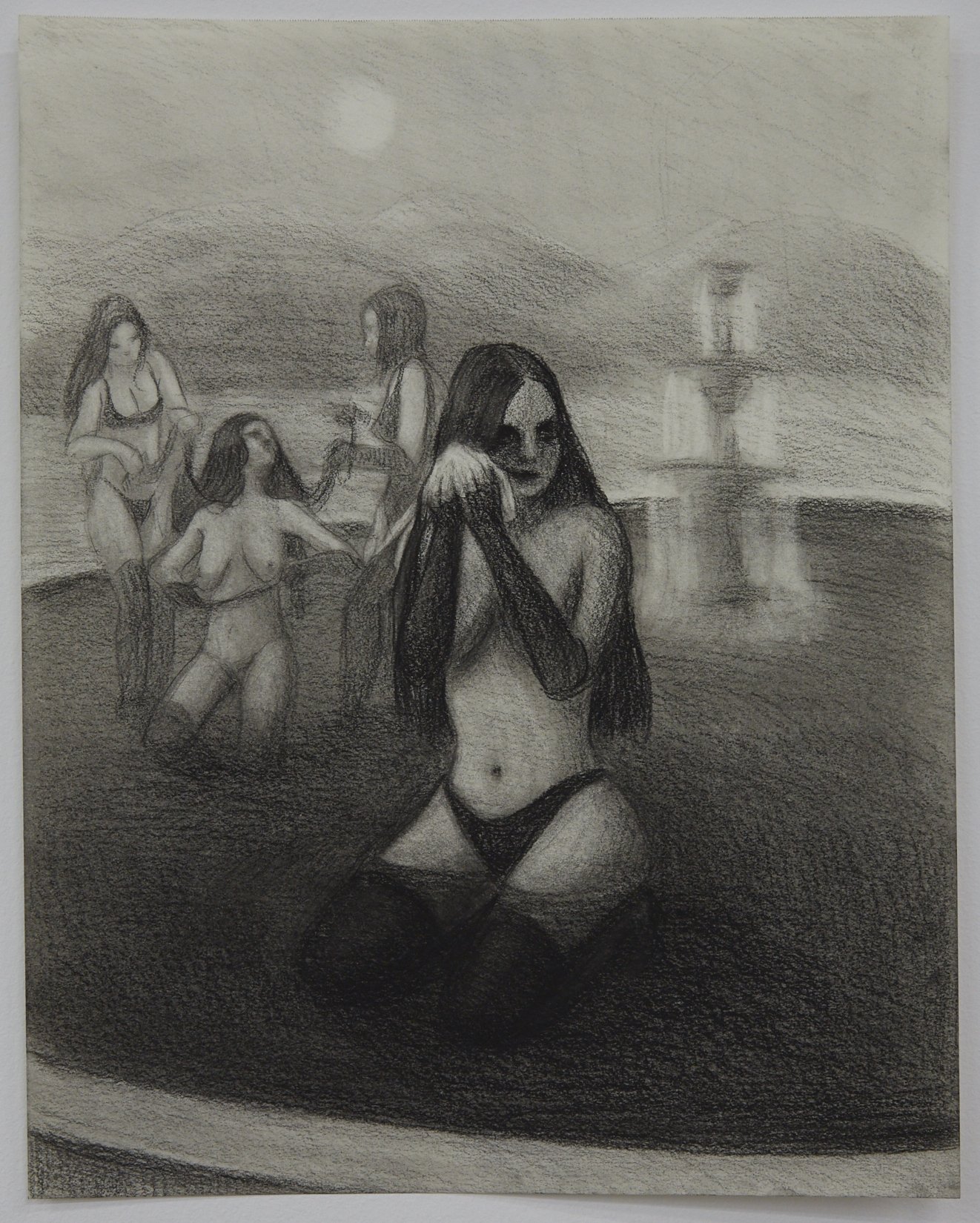  Washing , 14x11in, charcoal on paper, 2021 