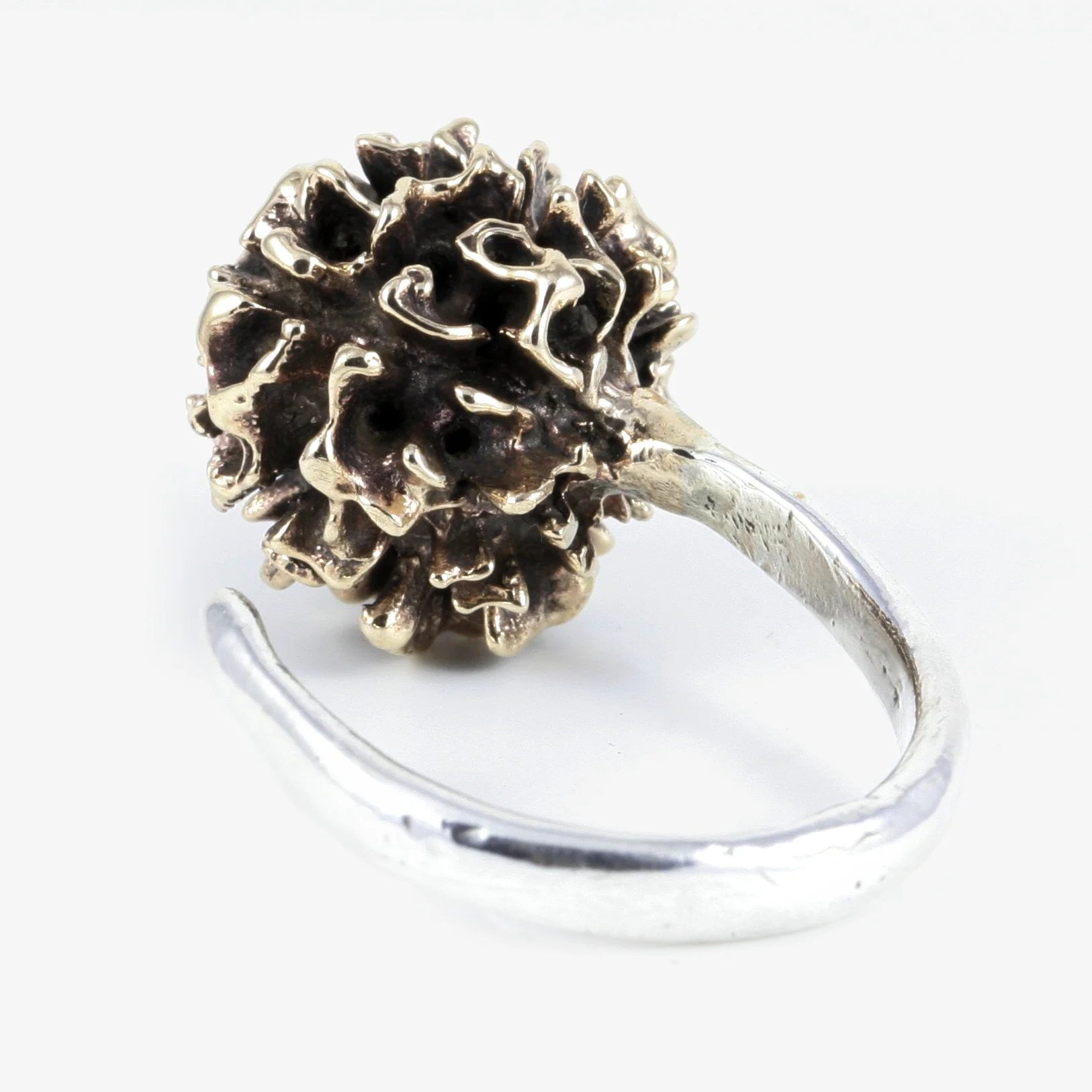 Solid Sterling Silver band with Bronze