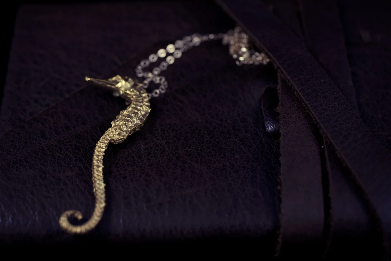 new Gold Vermeil seahorse pendant with 14K Gold chain