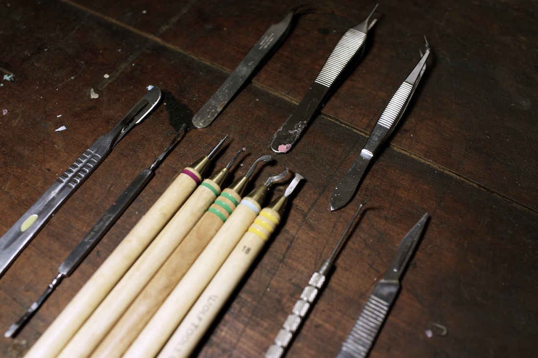 Most of my work starts in wax. These, and my wax pen, are the tools I rely on the most while I form the piece.