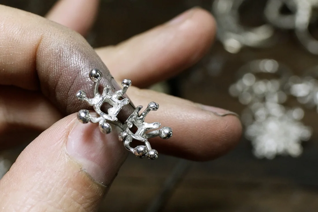 Once joined each is polished through ever finer stages to reach a mirror finish.