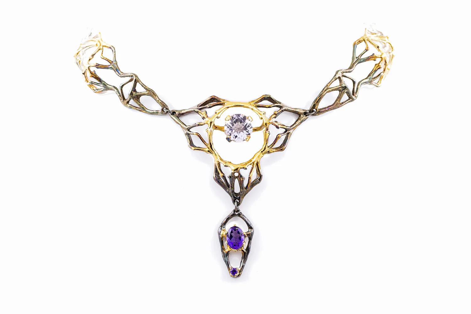 Ellipse Choker, sterling silver, amethysts, gold vermeil, patina, 2015 