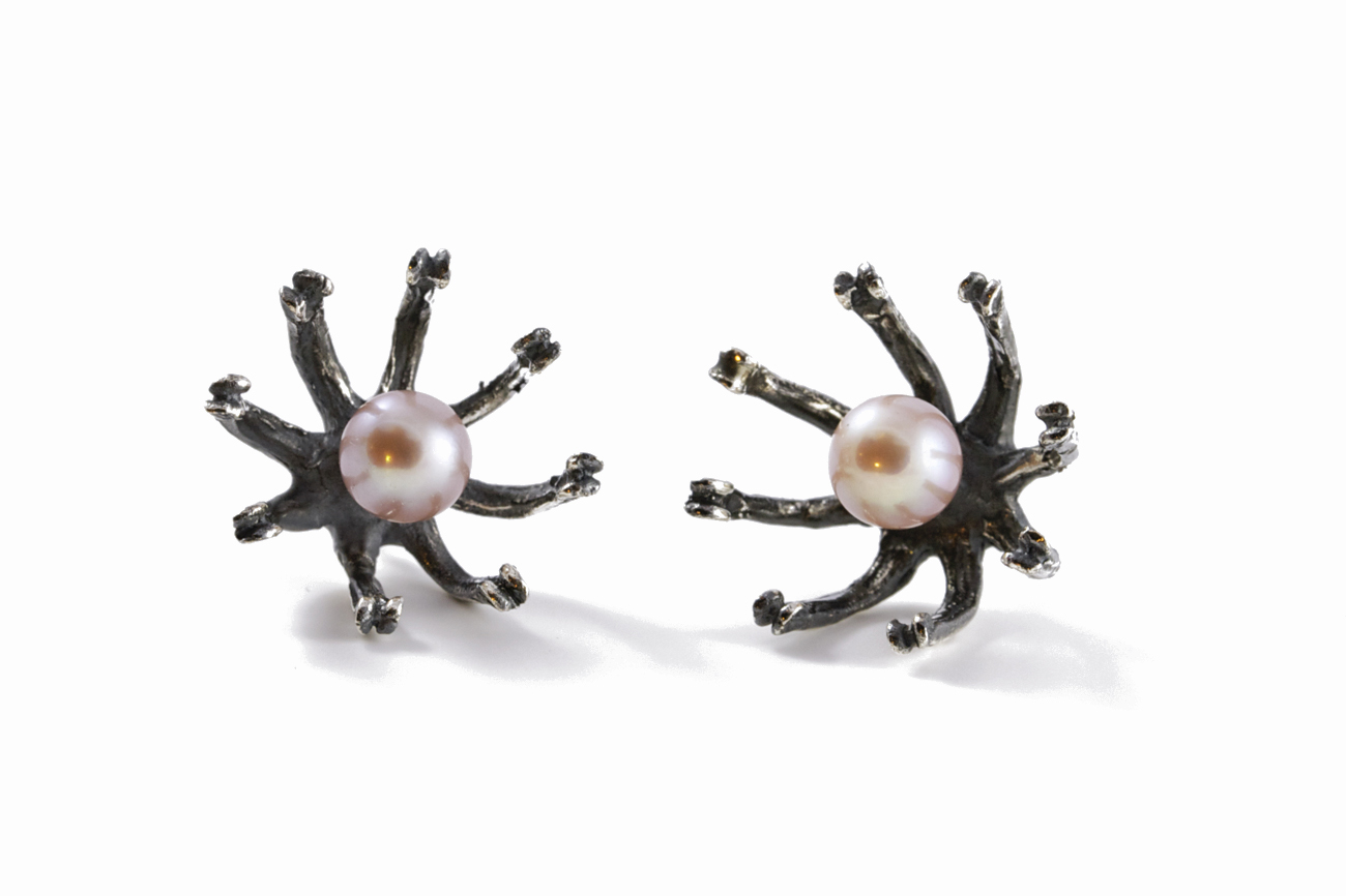Cusp Earrings // Solid Argentium Sterling Silver with pearls (2014)