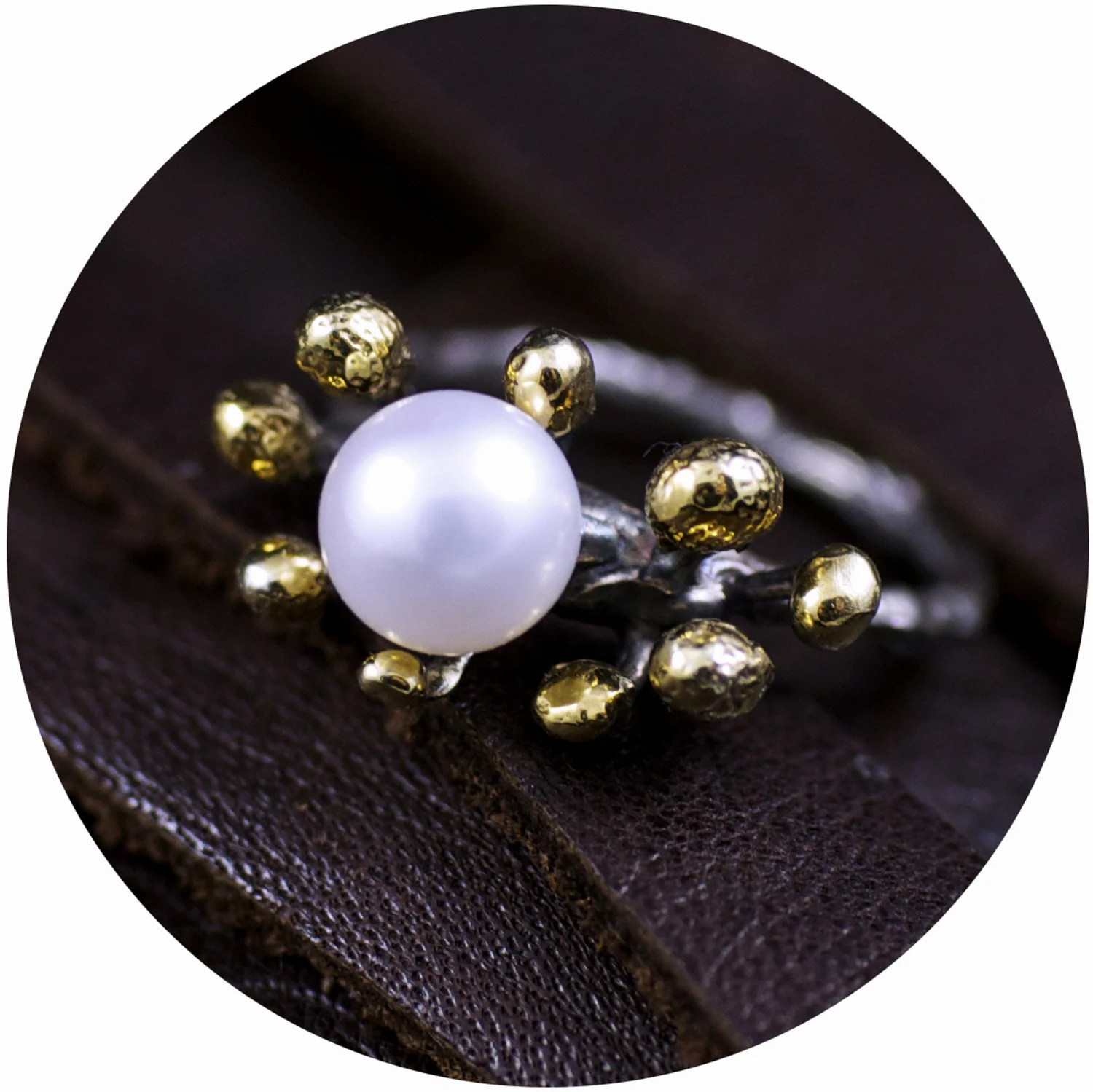 Tokyo September Ring // Oxidised sterling silver, pearl and gold vermeil (2013)