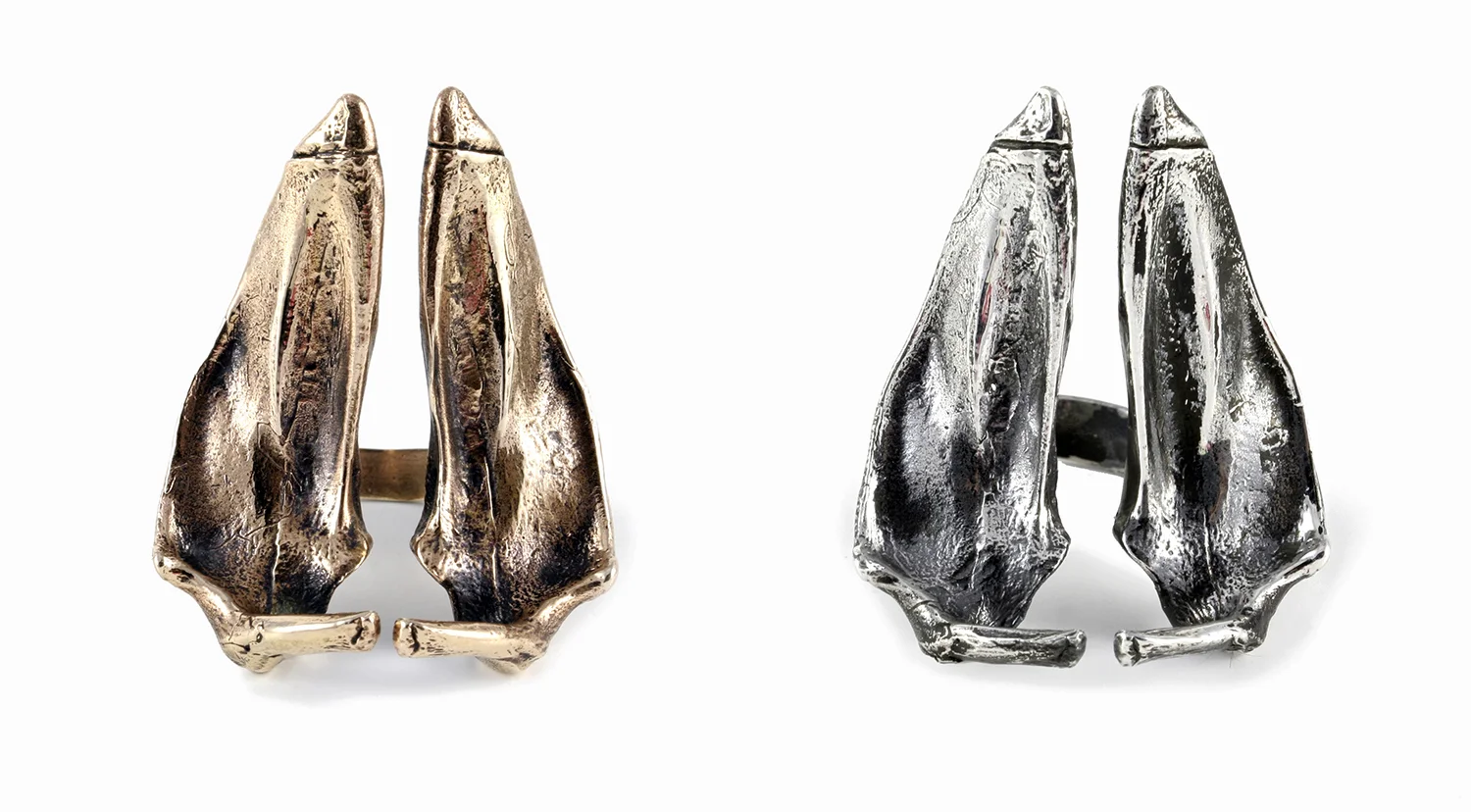 Antenna Rings // Bronze and solid Argentium Sterling Silver (2012)