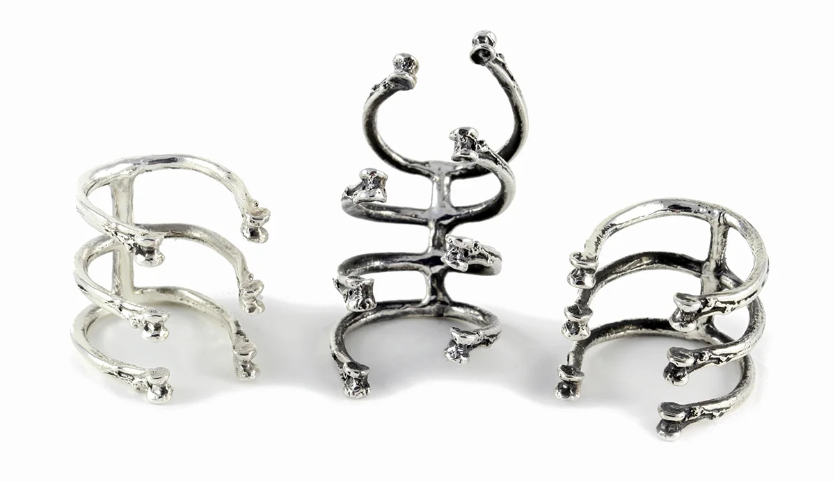 Triple and Quad Bone Rings // solid Argentium Sterling Silver (2012)