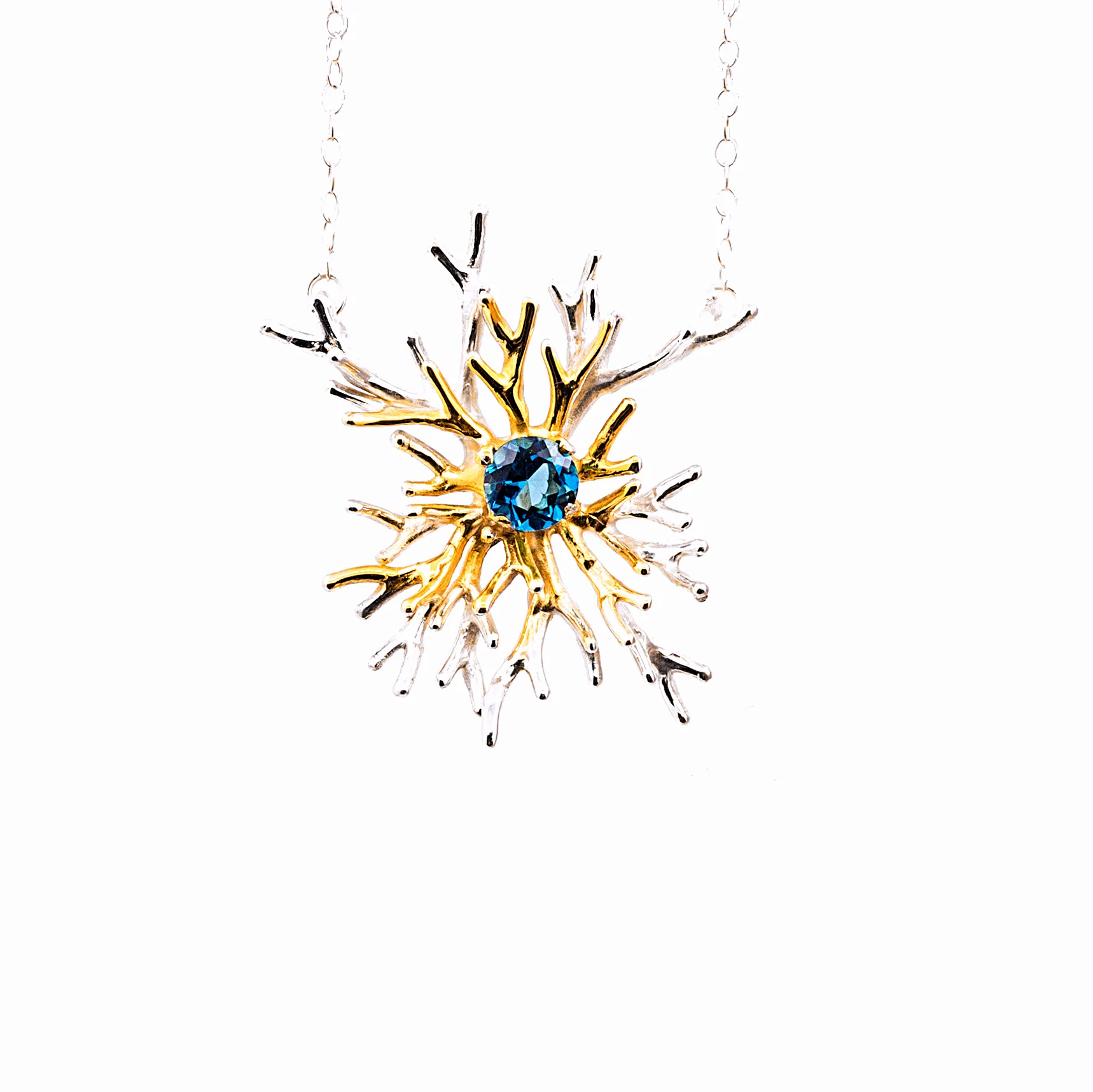 Unfolding Pendant | Sterling silver, topaz.