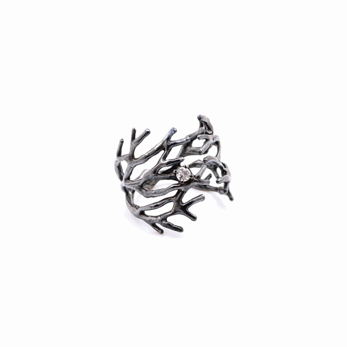 Dark Dendrite Ring | Sterling silver, sapphire.