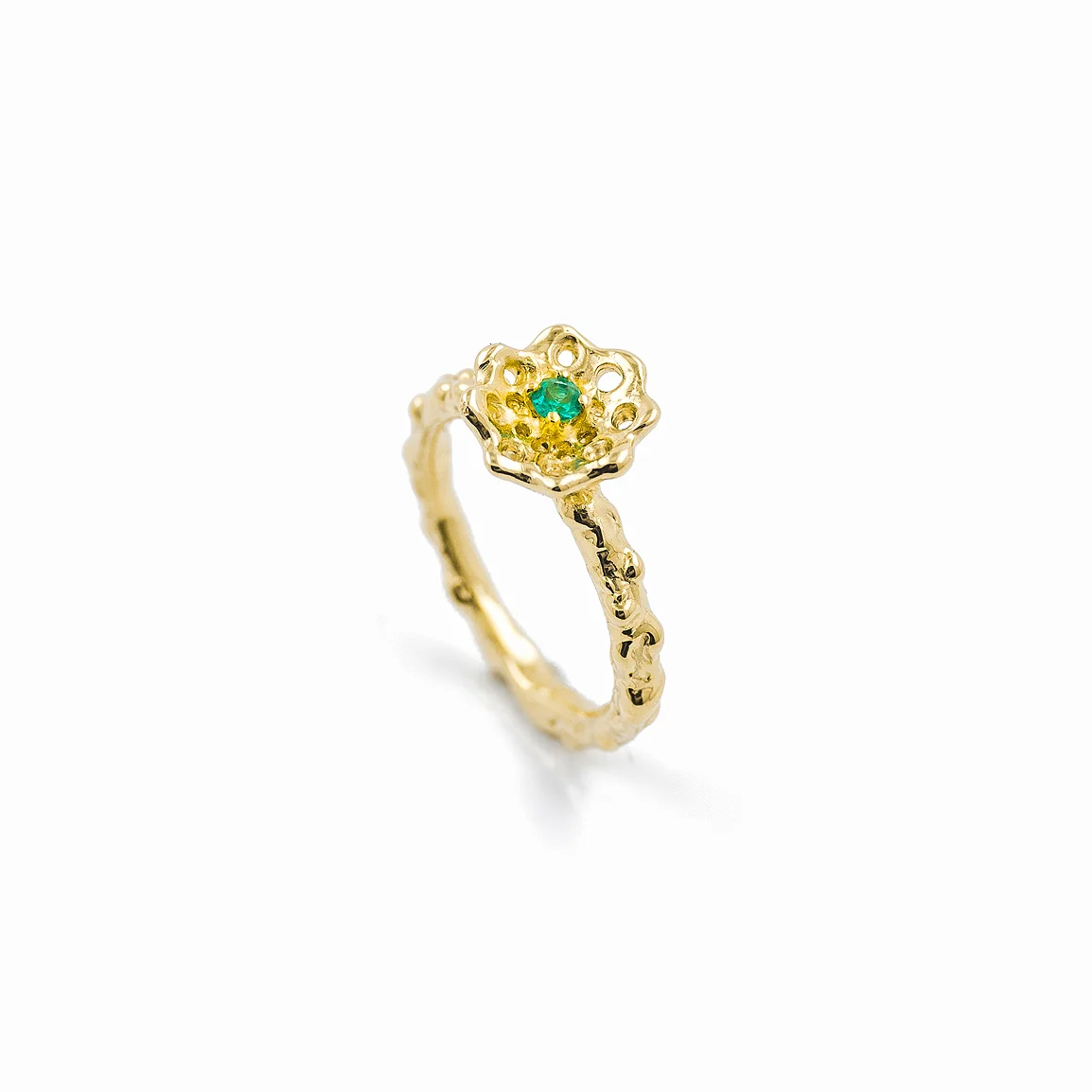 18ct yellow gold, emerald.
