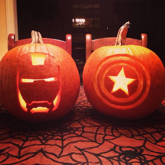 My brother, Brandon, and I carved Avengers pumpkins! 