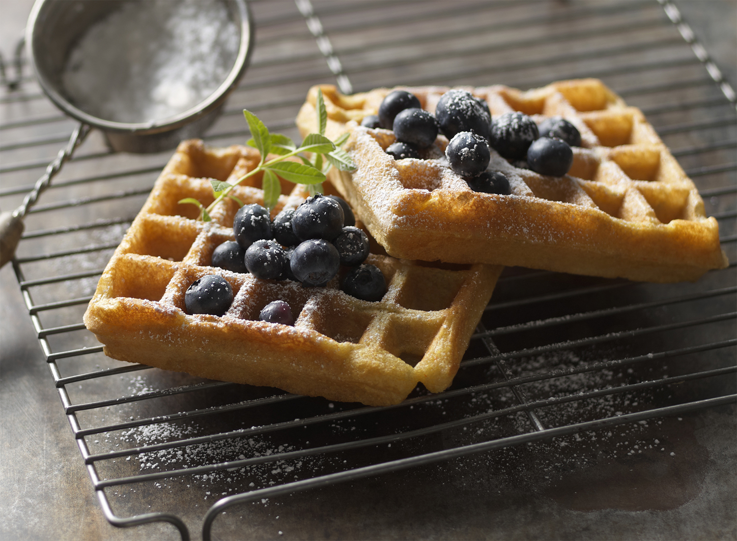 Sweet Cornmeal Waffles with Blueberries | Tony Kubat Photography