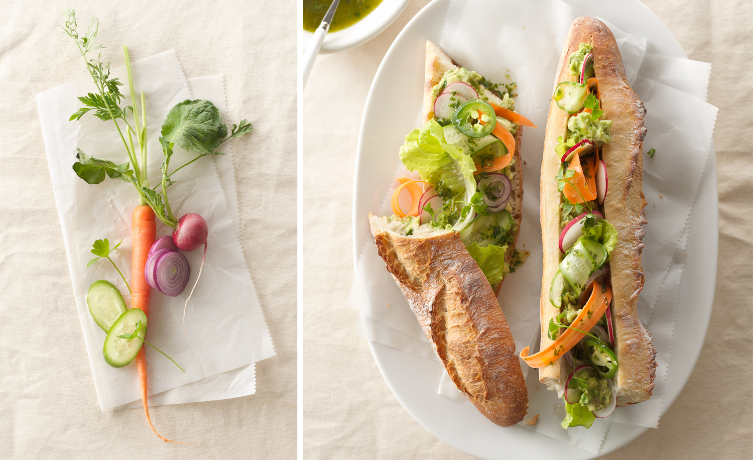 Vegetables And Baguette Sandwich | Tony Kubat Photography