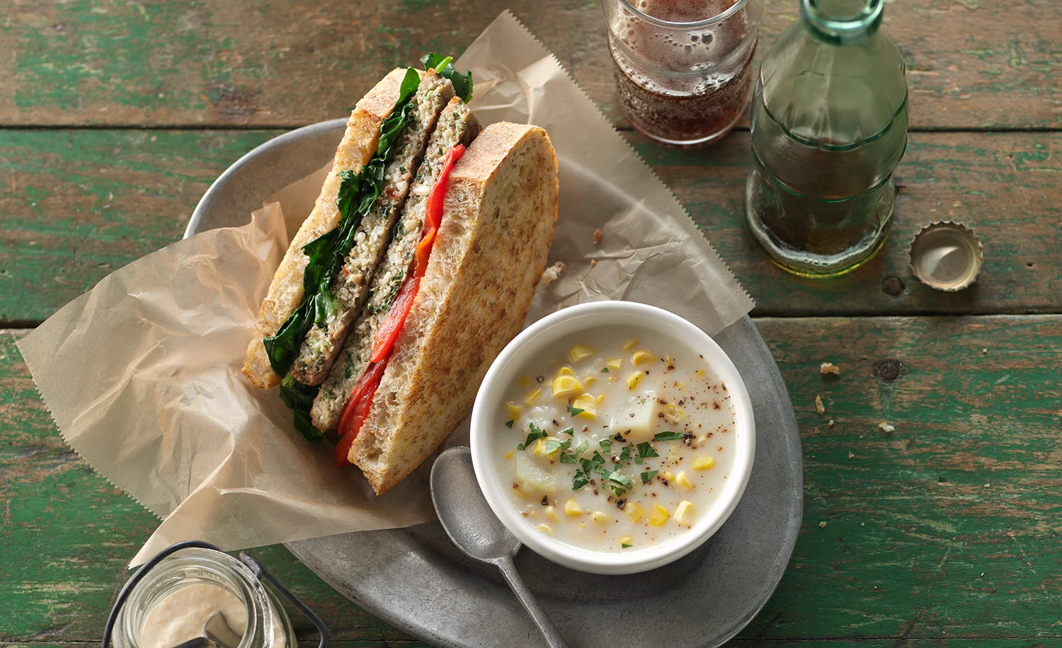 Spinach and Roasted Red Pepper Turkey Sandwich | Tony Kubat Phot