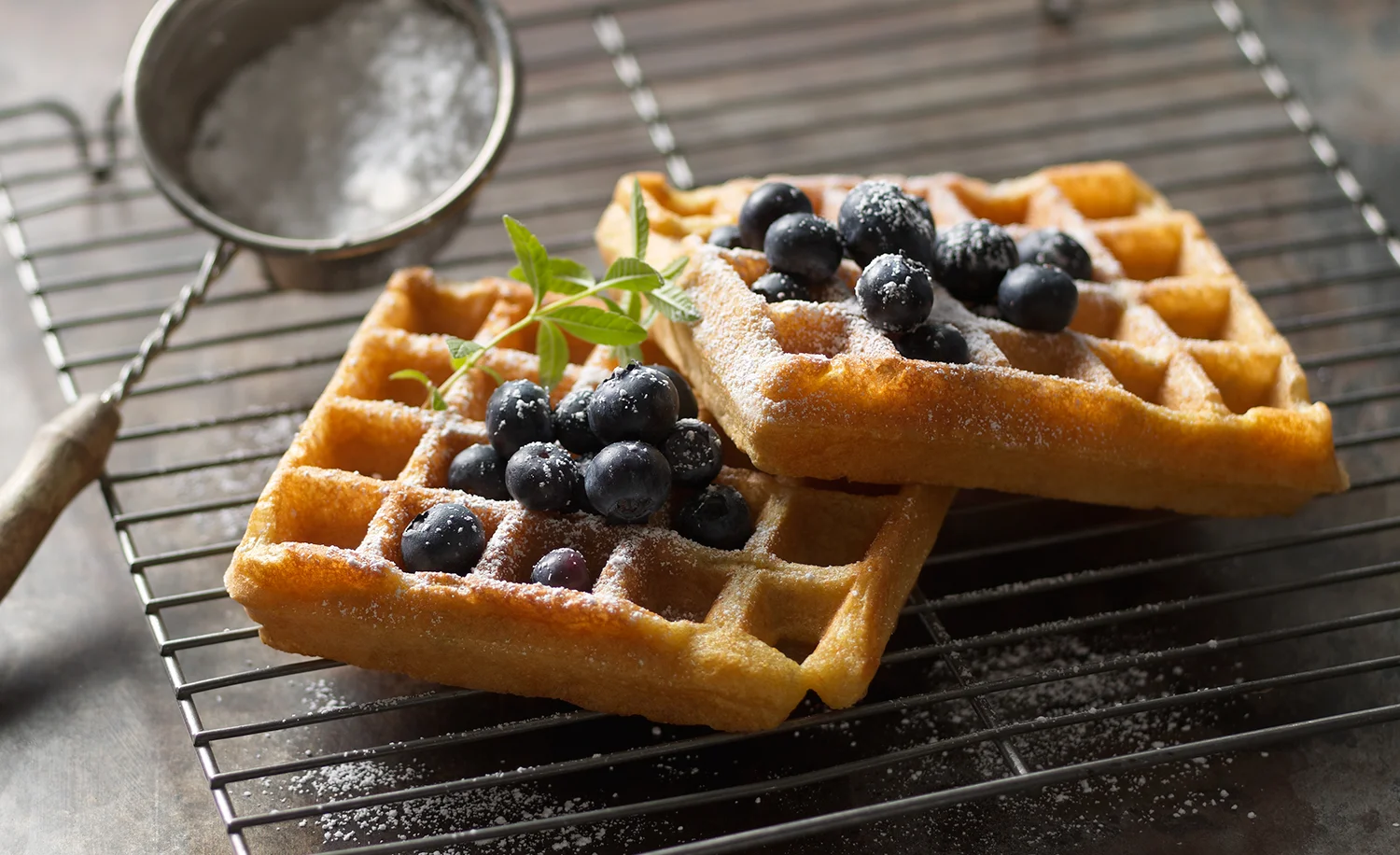 Sweet Cornmeal Waffles with Blueberries | Tony Kubat Photography