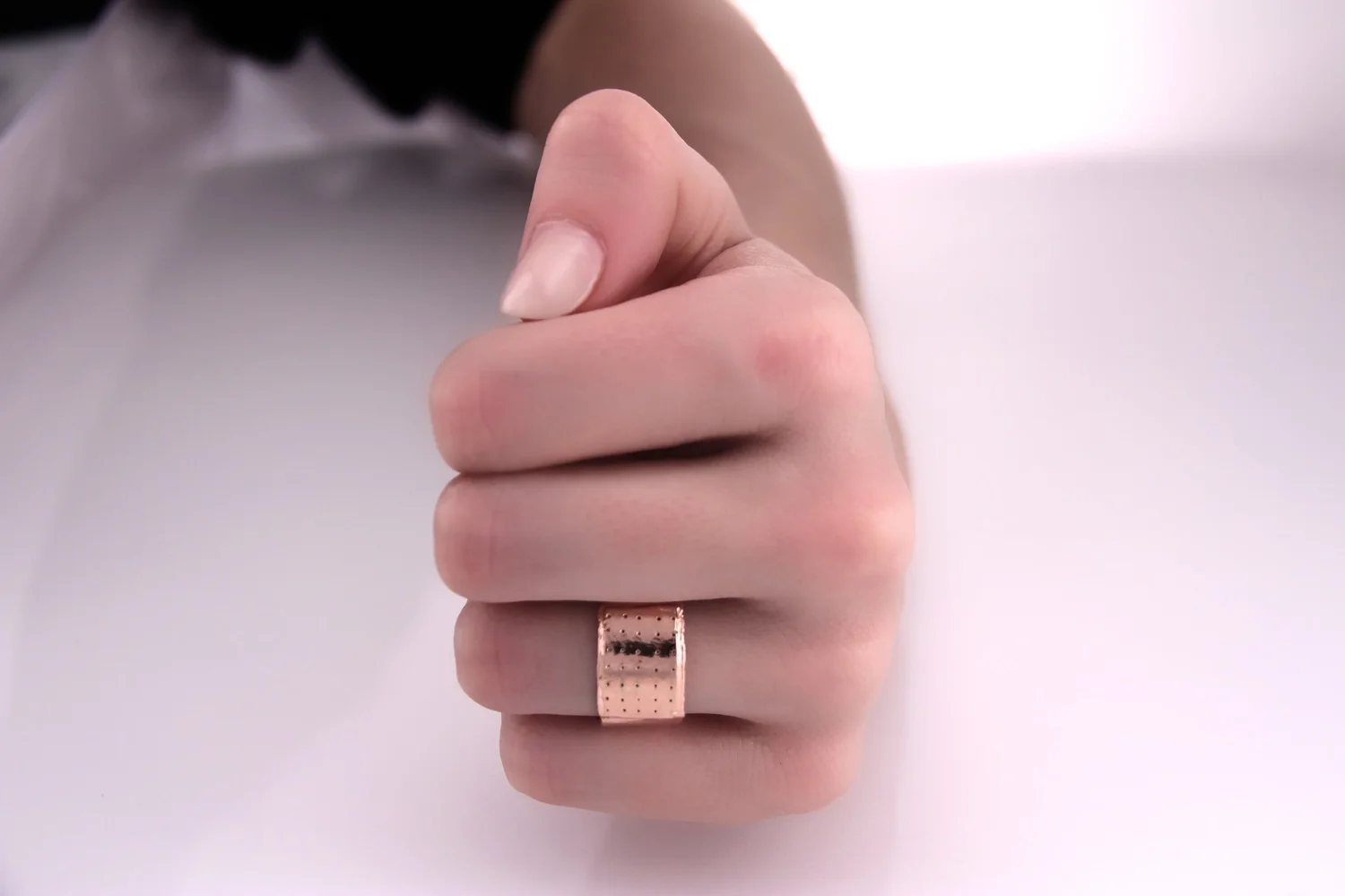 Rose Gold Ring Mini C , size 6 / Polished Rose Gold-Plated