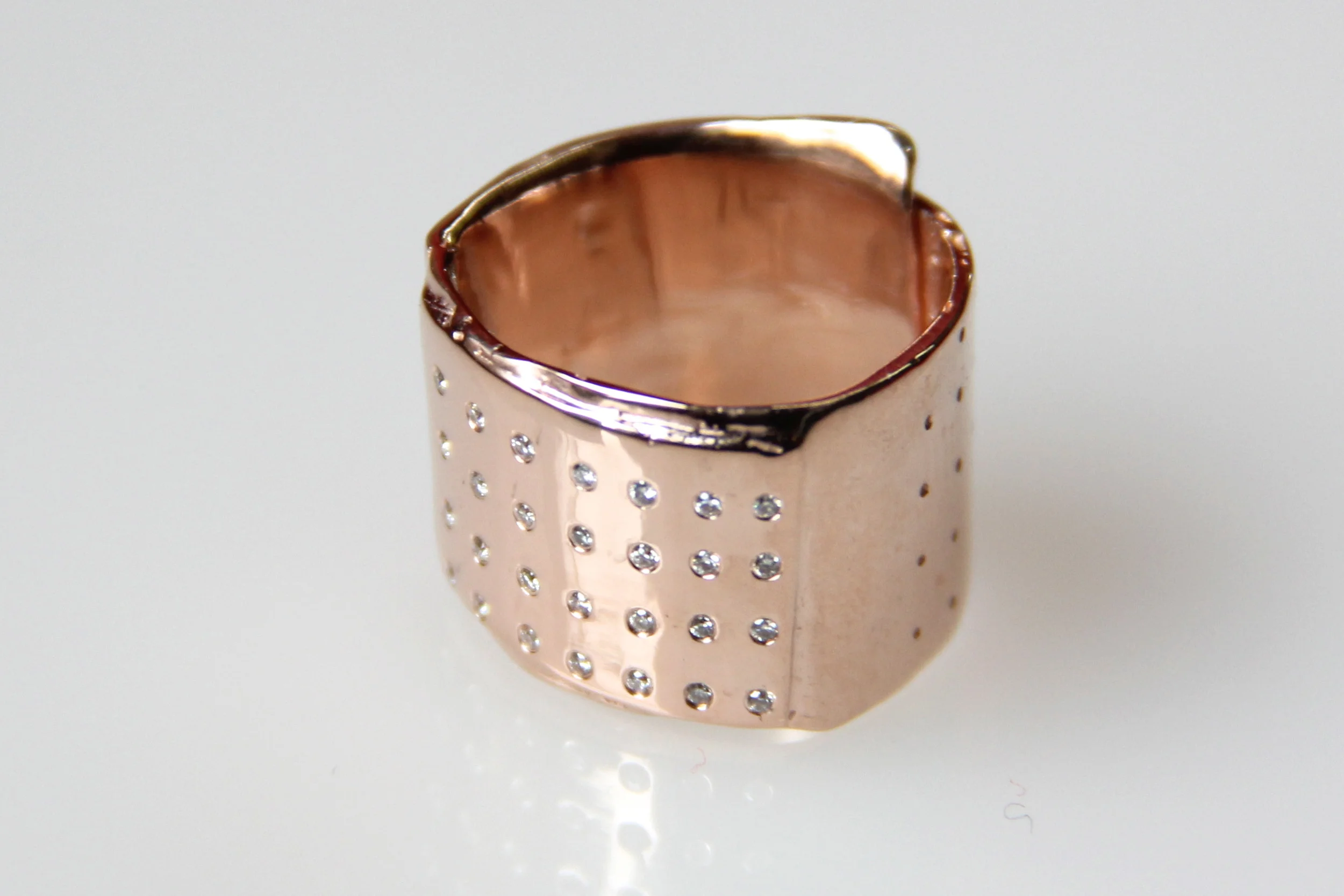  Band-Aid Ring with 28 diamond inlay in rose gold. 