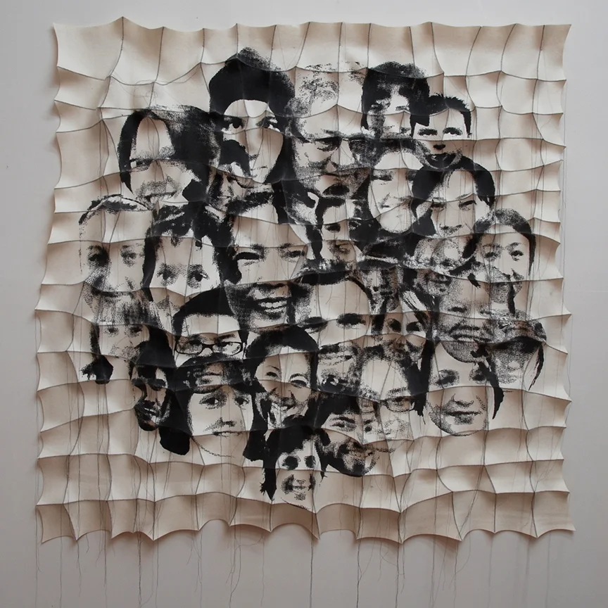 'i was there' 2009 60" x 62" x 4" industrial felt, digitally engineered image, silkscreen printing, hand stitching 