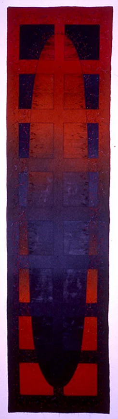 'the music keeps me going' 1998 78" 15" industrial felt, silkscreen printing, machine & hand stitching