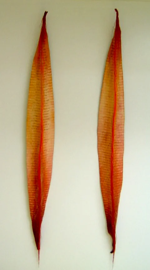 'yips' 1999 40" x 5" x 4" industrial felt, fibre reactive dye, embroidery thread, discharge printing, machine & hand stitching 