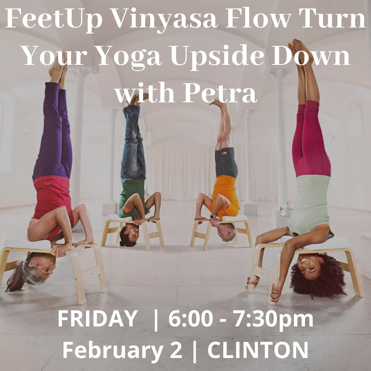 HAPPENING TOMORROW - With inversion asanas, the force of gravity paired with gentle movement allows for increased lymphatic flow and blood circulation away from the limbs and toward the heart. As such, this may alleviate pain, discomfort, and swellin