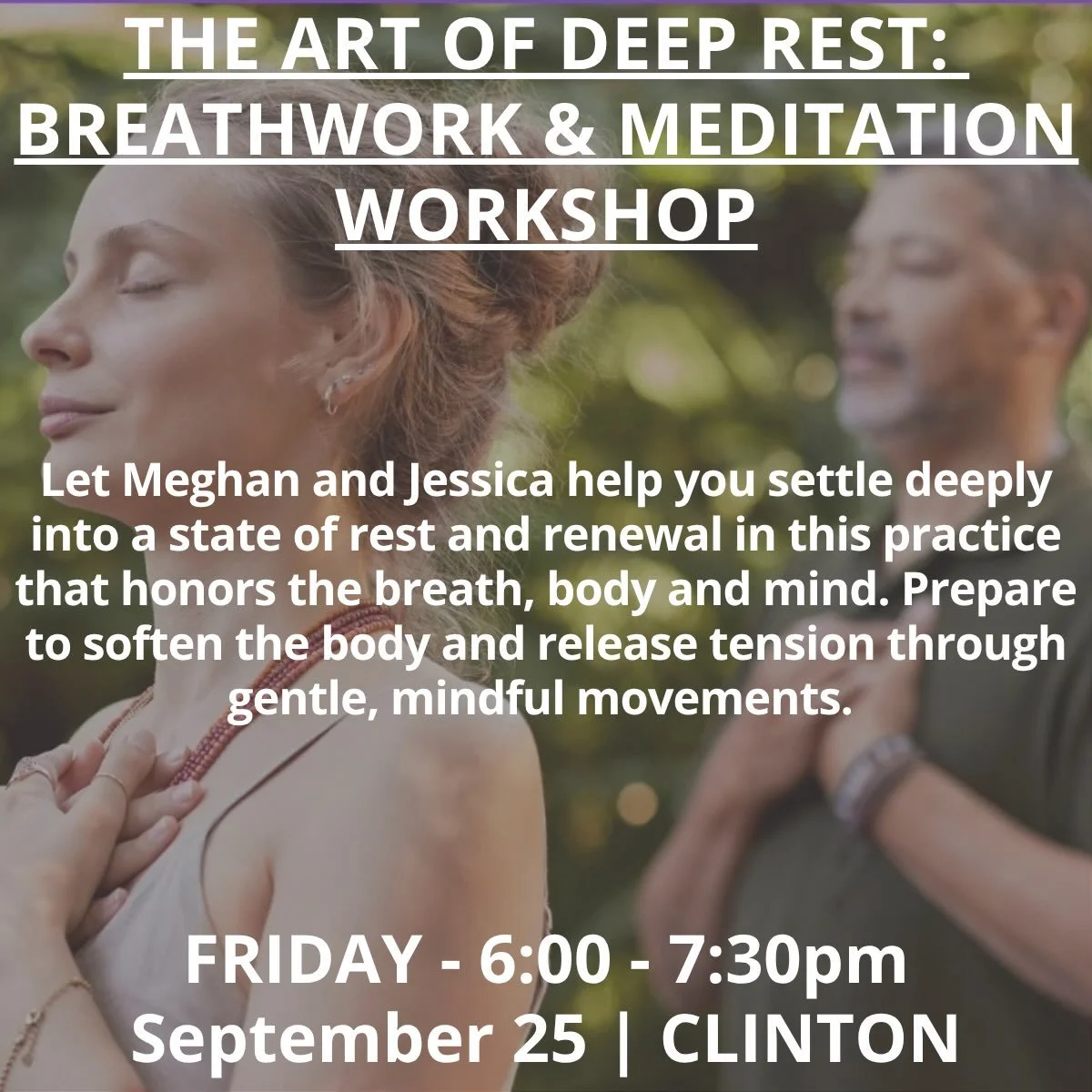 BOOK NOW ❤️ There is a difference between stopping and truly resting.

We&rsquo;re excited to introduce a new workshop at CENTER designed to help you slow down, soften, and reconnect:

THE ART OF DEEP REST
Breathwork &amp; Meditation with Meghan + Je