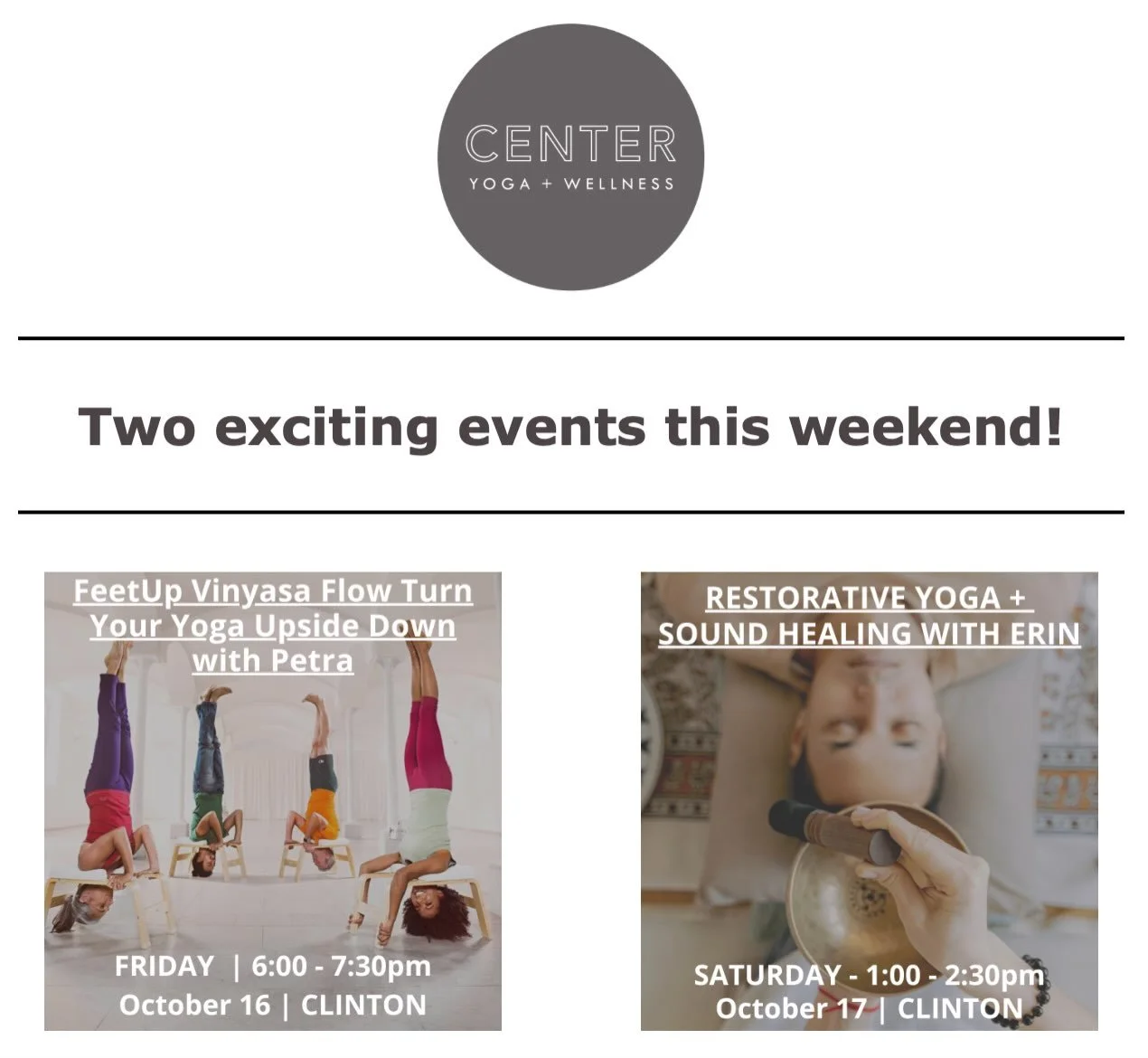 This week at CENTER, we&rsquo;re offering two special opportunities to explore your practice&mdash;one through movement, strength, and playfulness, and the other through stillness, relaxation, and deep rest.

FEETUP VINYASA FLOW with Petra
Turn your 