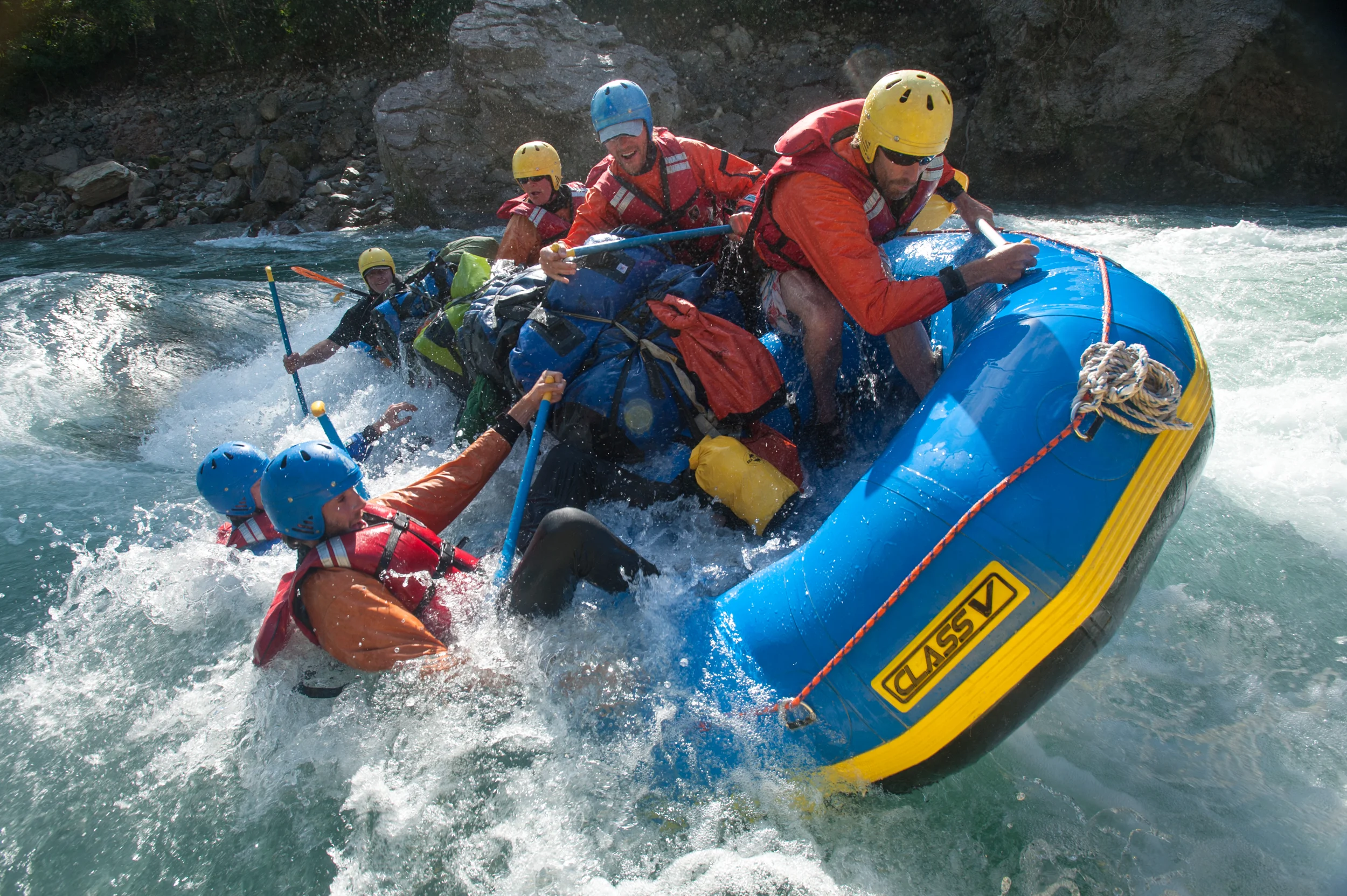 FISH FOOD – A raft loses control going through Flip N’ Strip, one of the Karnali’s more challenging rapids. There’s only one way this is going to end.