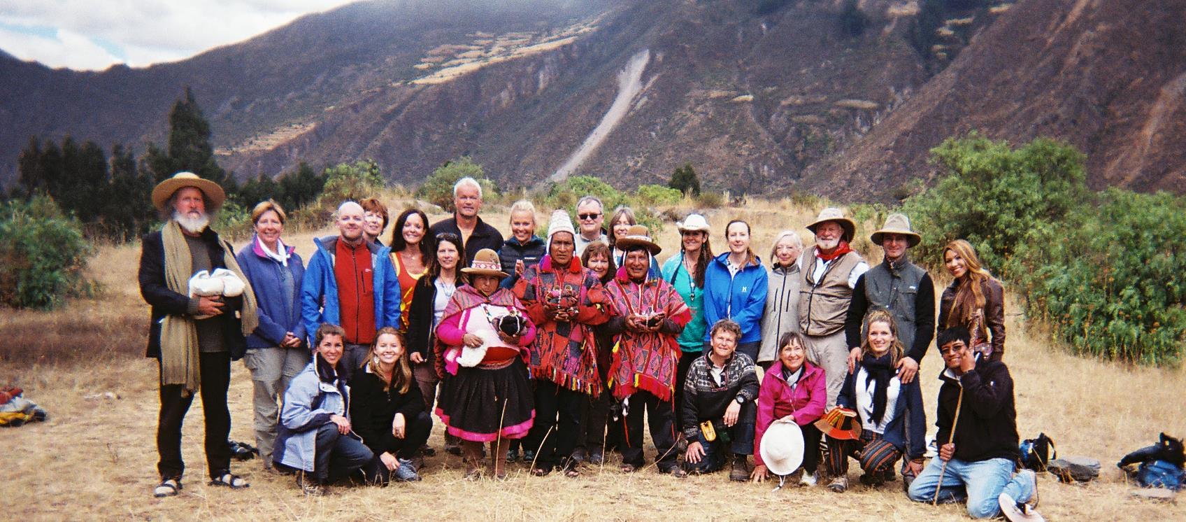 Stephen with his students and the beloved shamans during an Expedition to Peru.