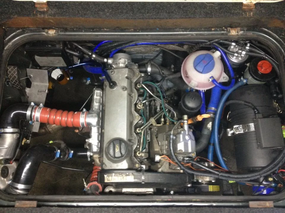 A TDI engine conversion using a 2003 ALH VW inline 4 cylinder.
