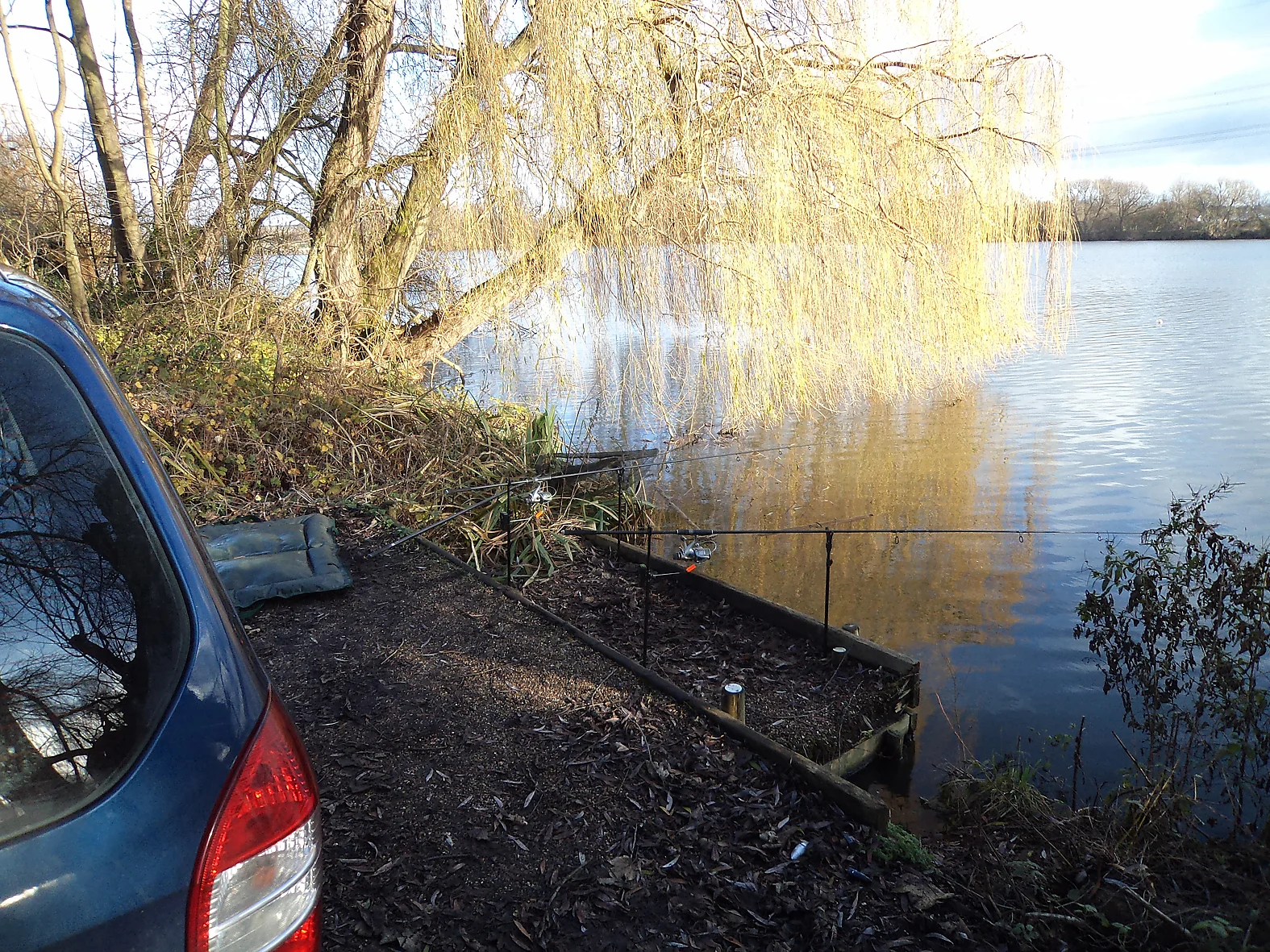 Talk about fishing out of your car! And with a resident pike too