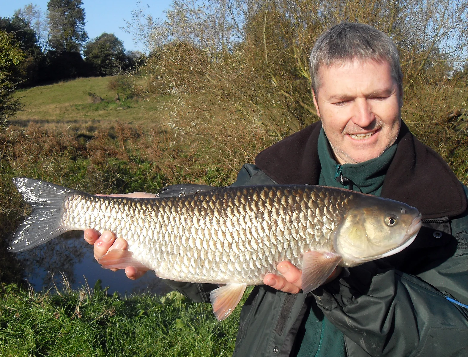 5lb 8oz chub from the upper Lea. Took a legered lobworm early in the morning