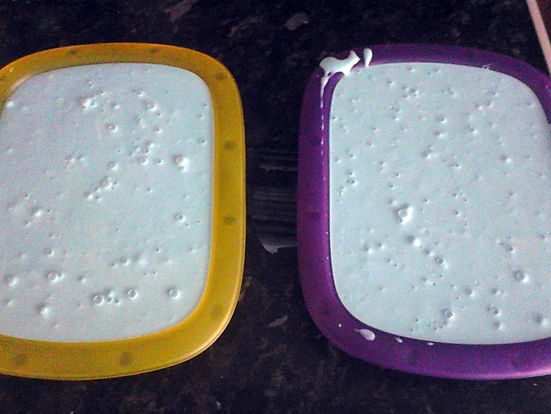 ...and pour over the moulds until covered
