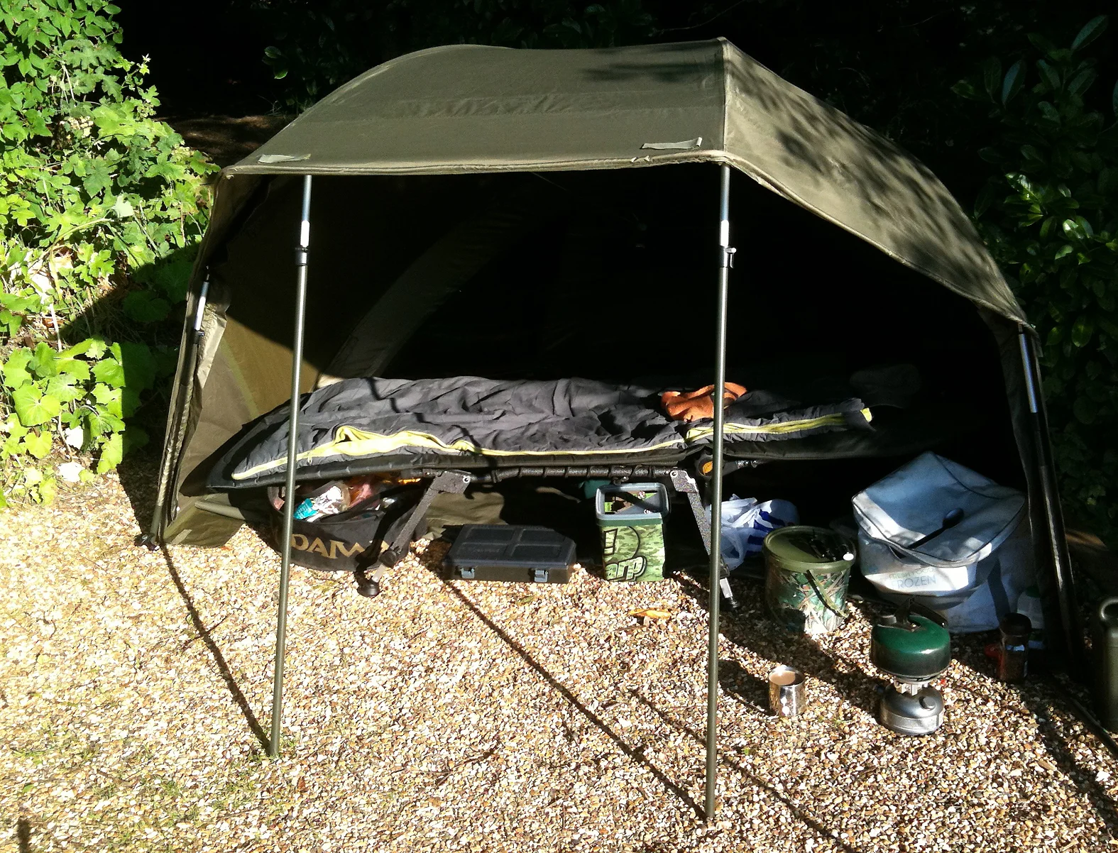 With all four storm poles attached (all supplied) the brolly's extremely stable