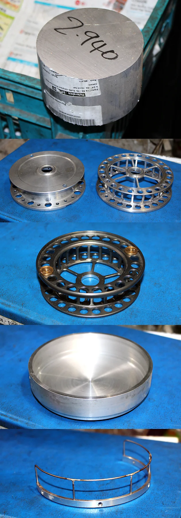 From a slice of solid aluminium, and many cutting operations, the reel slowly takes shape. Even the backplate and line guard holder are made from a solid cut