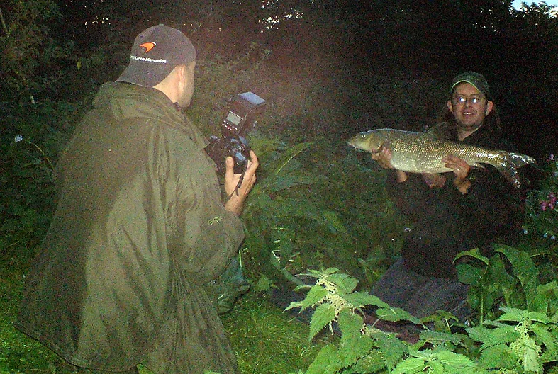 Me taking a pic of Simon, who's getting a pic of Martin with a 12lb+ Lea barbel