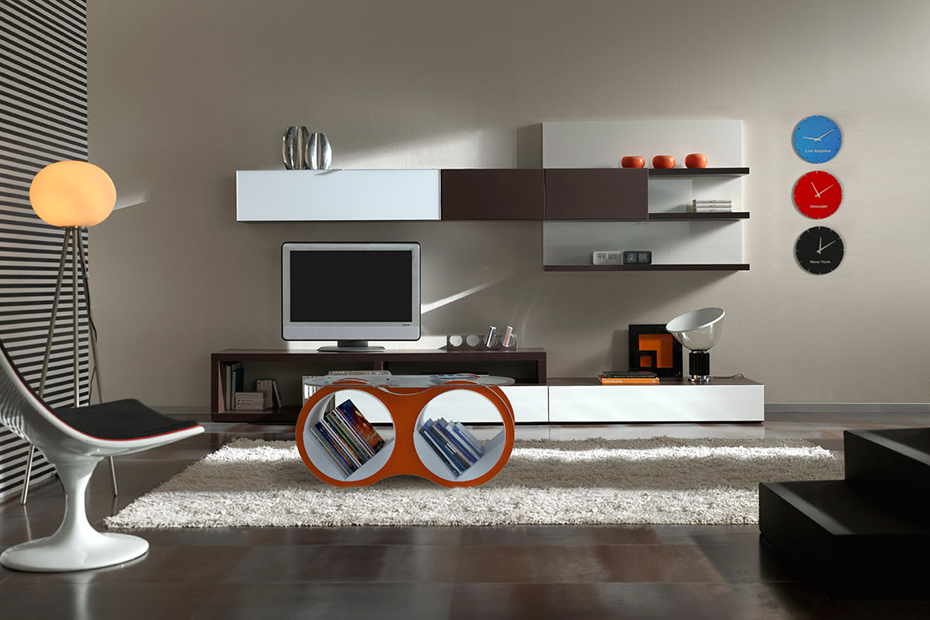 BOLLA 2 with Glass Top modern shelving storage coffee table