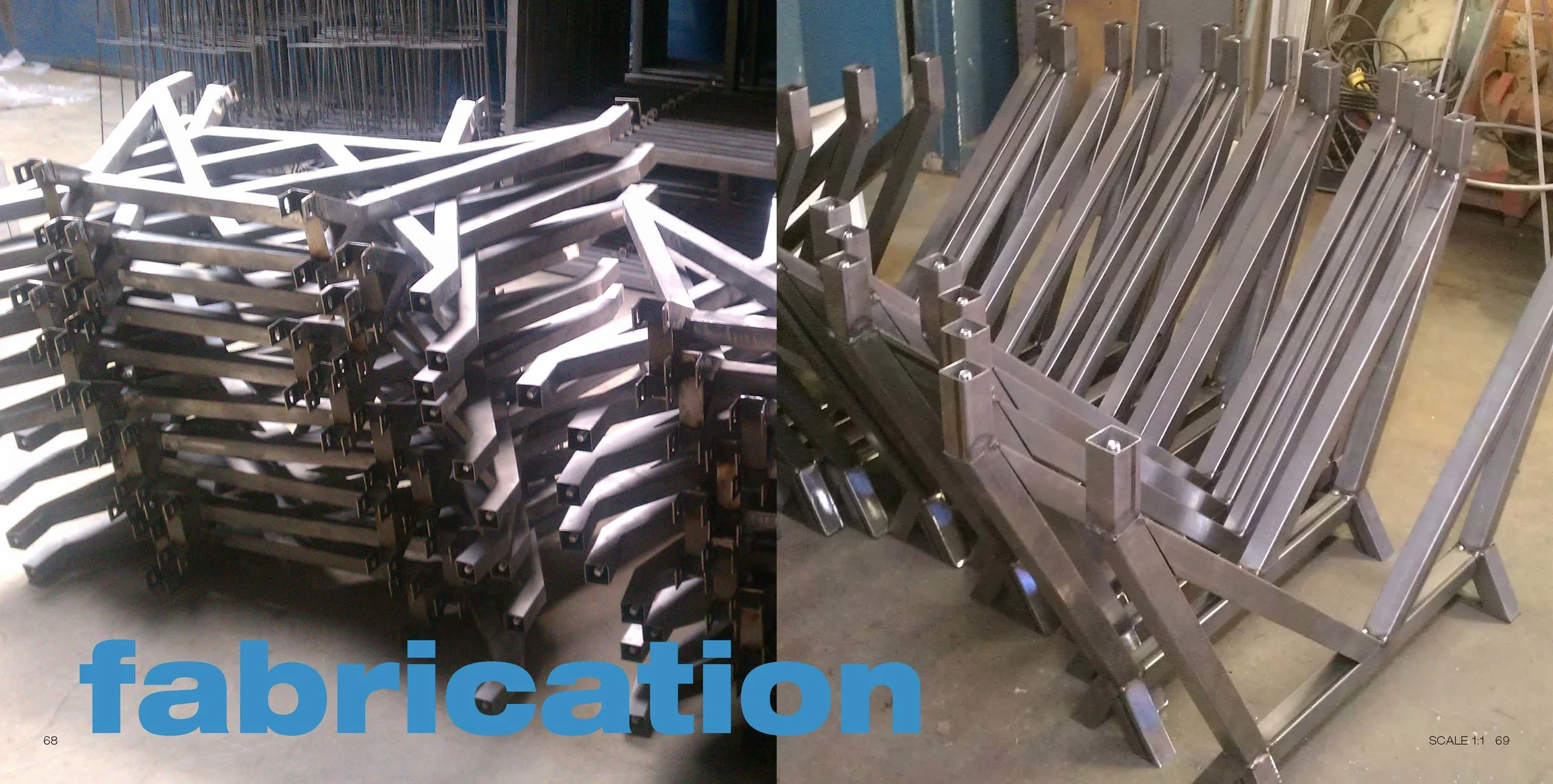 Production run of EYHOV Double legs ready for powder coating. 