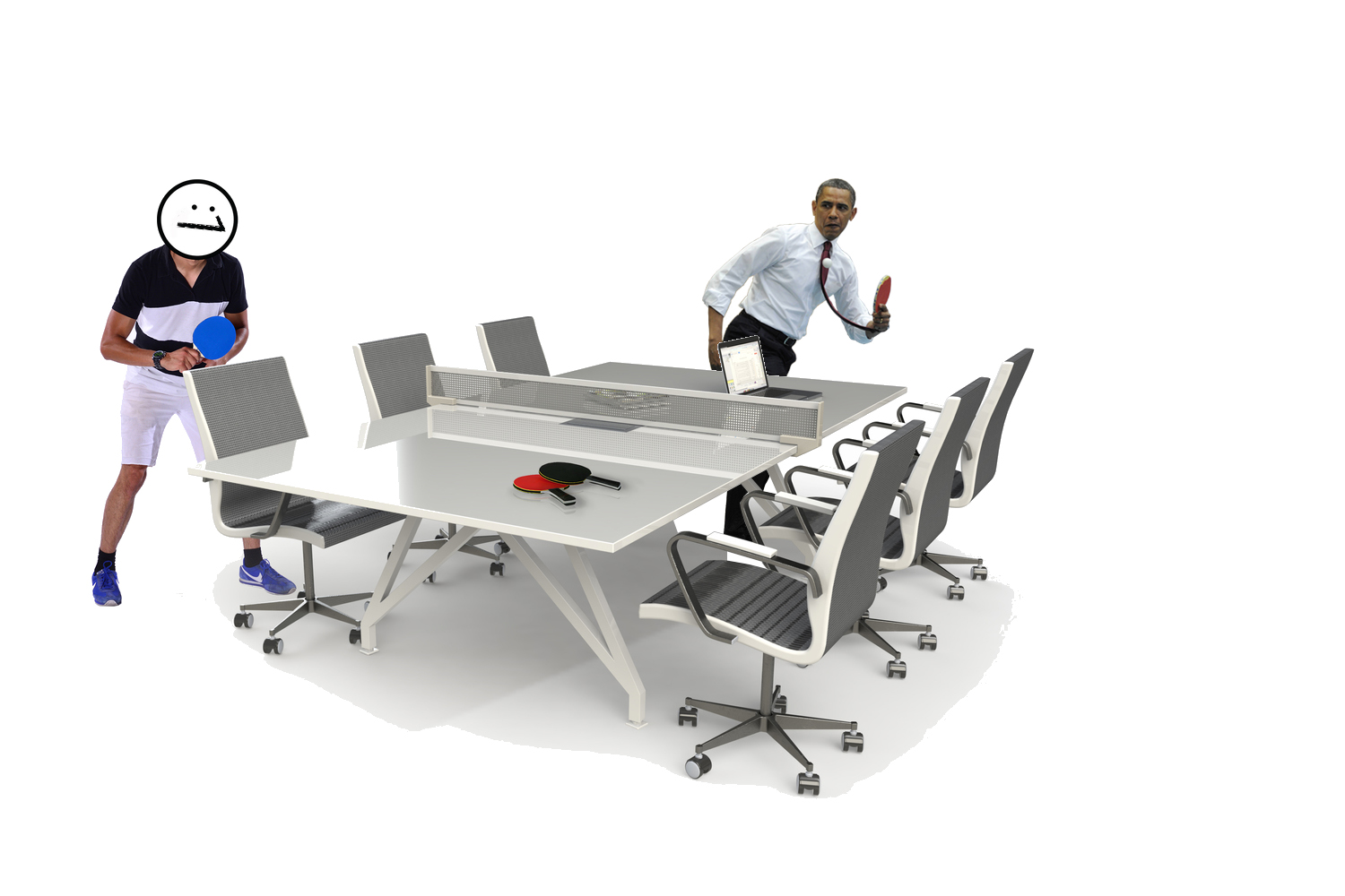 The US President unwinds with a game of Table Tennis on the Sport Conference Table by Scale 1:1