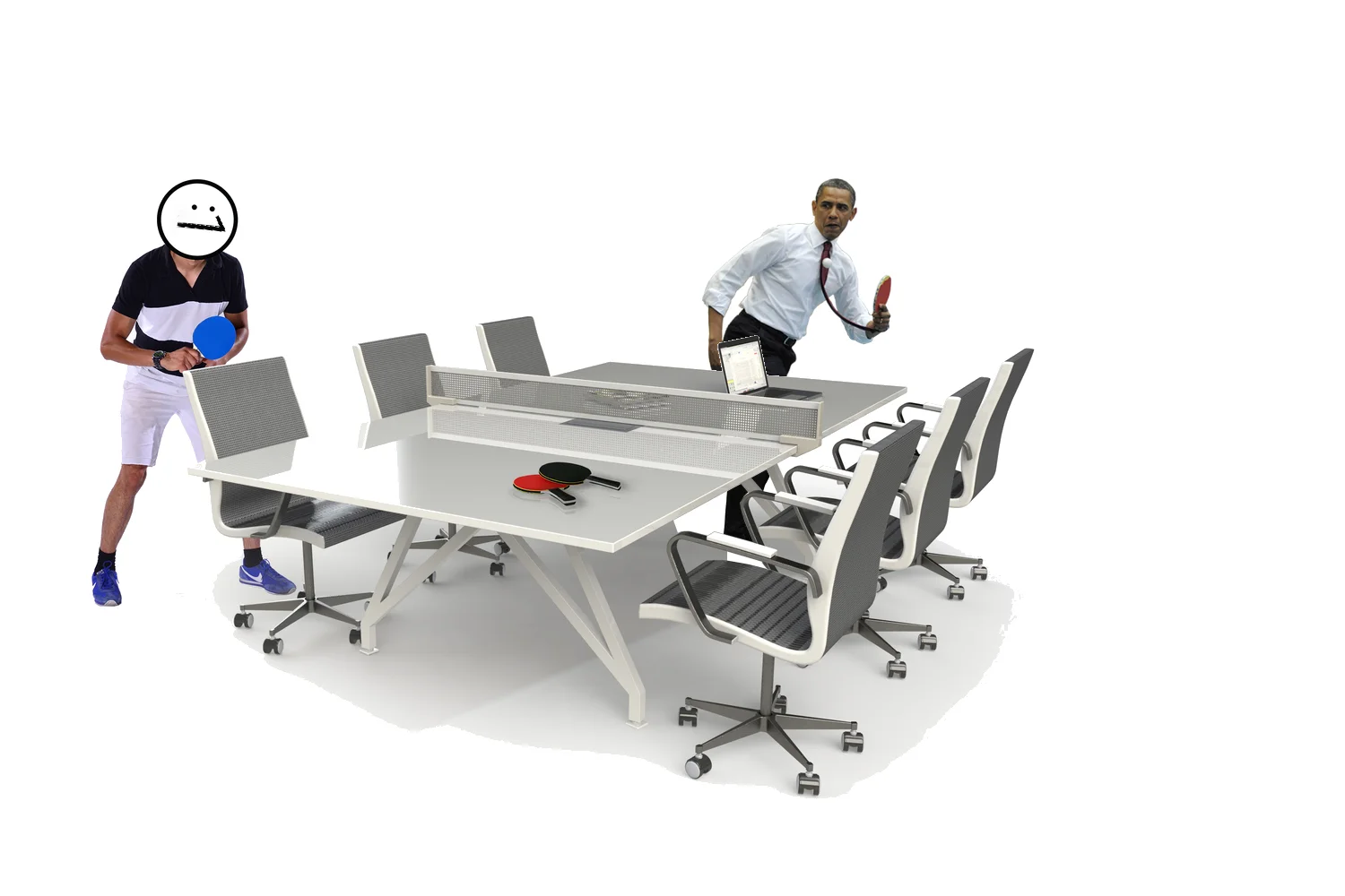 The US President unwinds with a game of Table Tennis on the Sport Conference Table by Scale 1:1